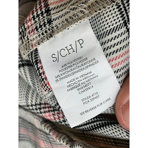 Cabi Hideout Women's S Black Jacket Polyester Shacket Shirt Collar Stretch Plaid - Picture 3 of 9